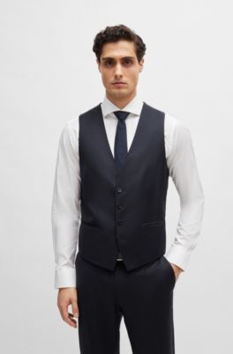 BOSS - Single-breasted waistcoat virgin-wool serge