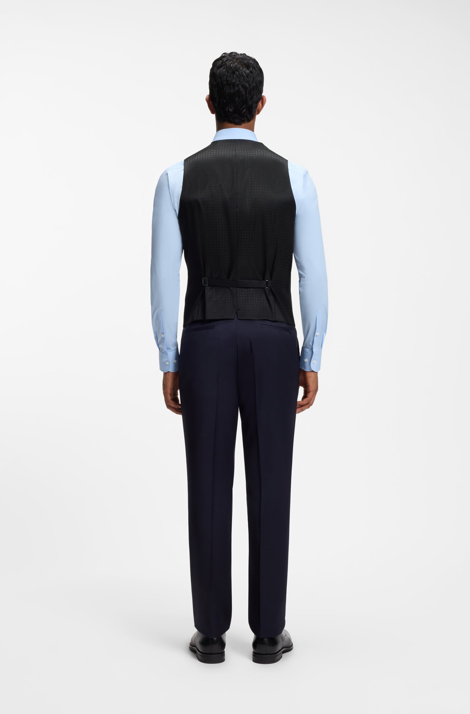 Boss ONE Slim-fit waistcoat in virgin-wool serge västar herr – bild 2