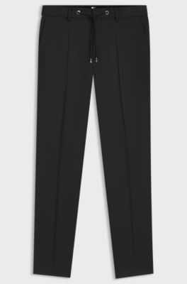 Slim-fit trousers in virgin-wool serge, Black