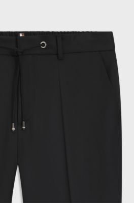 Slim-Fit Hose aus Schurwoll-Serge, Schwarz