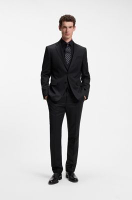 BOSS ONE Slim-Fit Hose aus Schurwoll-Serge, Schwarz