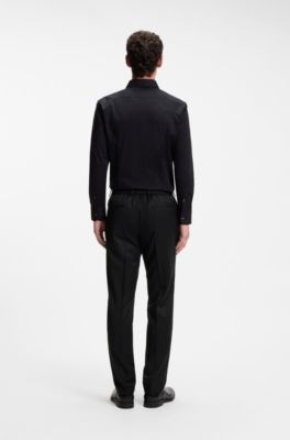 BOSS ONE Slim-Fit Hose aus Schurwoll-Serge, Schwarz