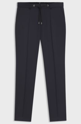 BOSS ONE Slim-Fit Hose aus Schurwoll-Serge, Dunkelblau