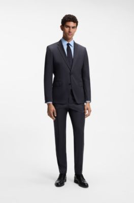BOSS ONE Slim-Fit Hose aus Schurwoll-Serge, Dunkelblau