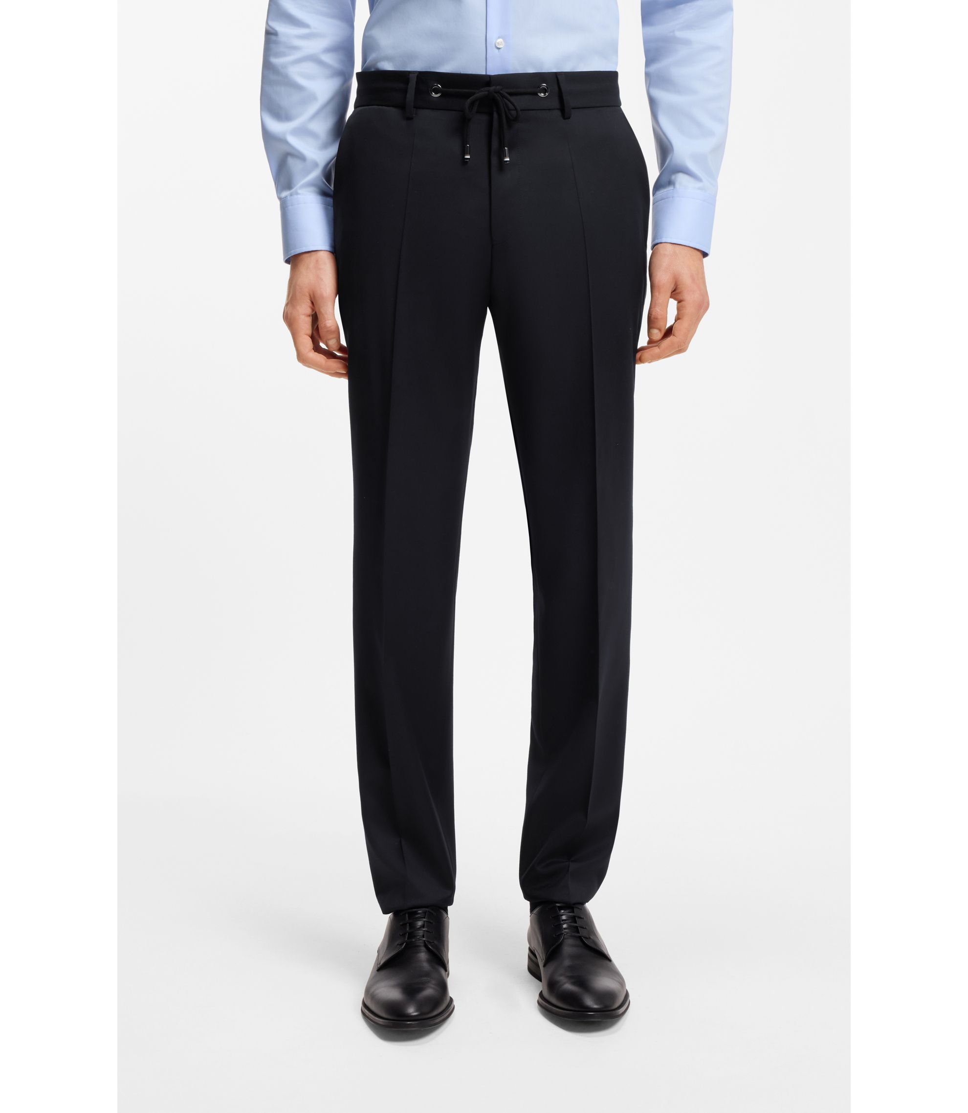 BOSS スリムフィットパンツ バージンウール　ダークブルー BOSS - スリムフィットパンツ バージンウールサージ - ダークブルー