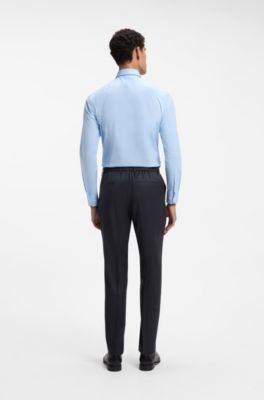 BOSS ONE Slim-fit trousers in virgin-wool serge, Dark Blue