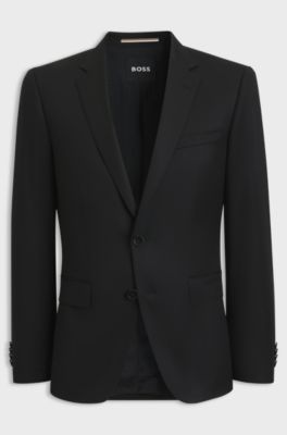 BOSS ONE Slim-fit colbert van scheerwollen serge, Zwart