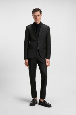 BOSS ONE Slim-fit suit jacket in virgin-wool serge, Black