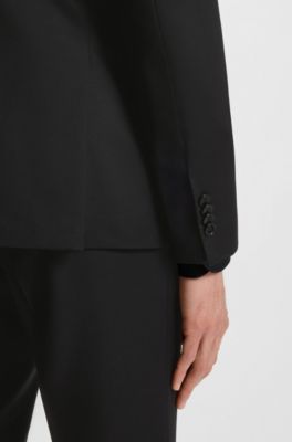 BOSS ONE - Slim-fit suit jacket in virgin-wool serge, Black