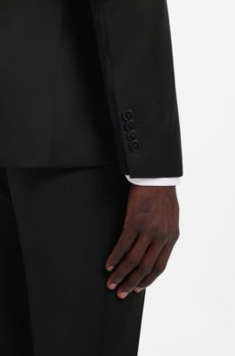BOSS ONE Slim-fit colbert van scheerwollen serge, Zwart