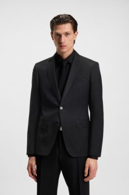 BOSS ONE - Slim-fit suit jacket in virgin-wool serge, Black