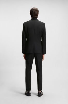 BOSS ONE Slim-fit suit jacket in virgin-wool serge, Black