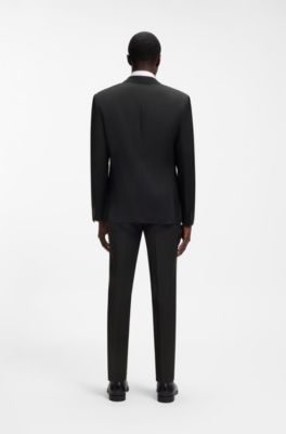 BOSS ONE Slim-fit suit jacket in virgin-wool serge, Black