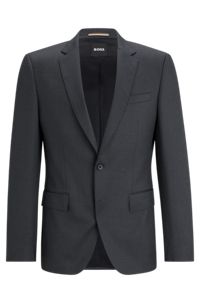 Slim-fit jacket in virgin-wool serge, Dark Grey