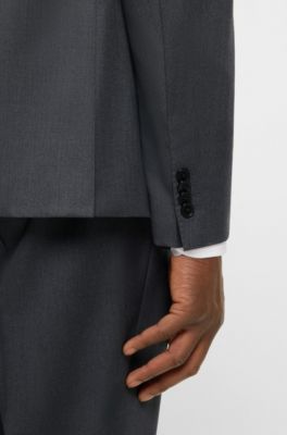 BOSS ONE - Slim-fit suit jacket in virgin-wool serge, Dark Grey