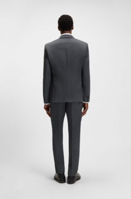 BOSS ONE - Slim-fit suit jacket in virgin-wool serge, Dark Grey