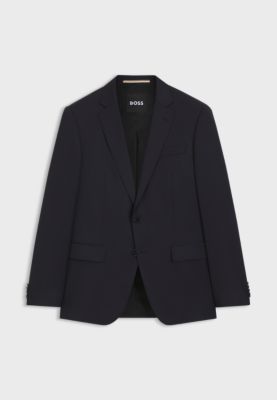 BOSS ONE Slim-fit colbert van scheerwollen serge, Donkerblauw