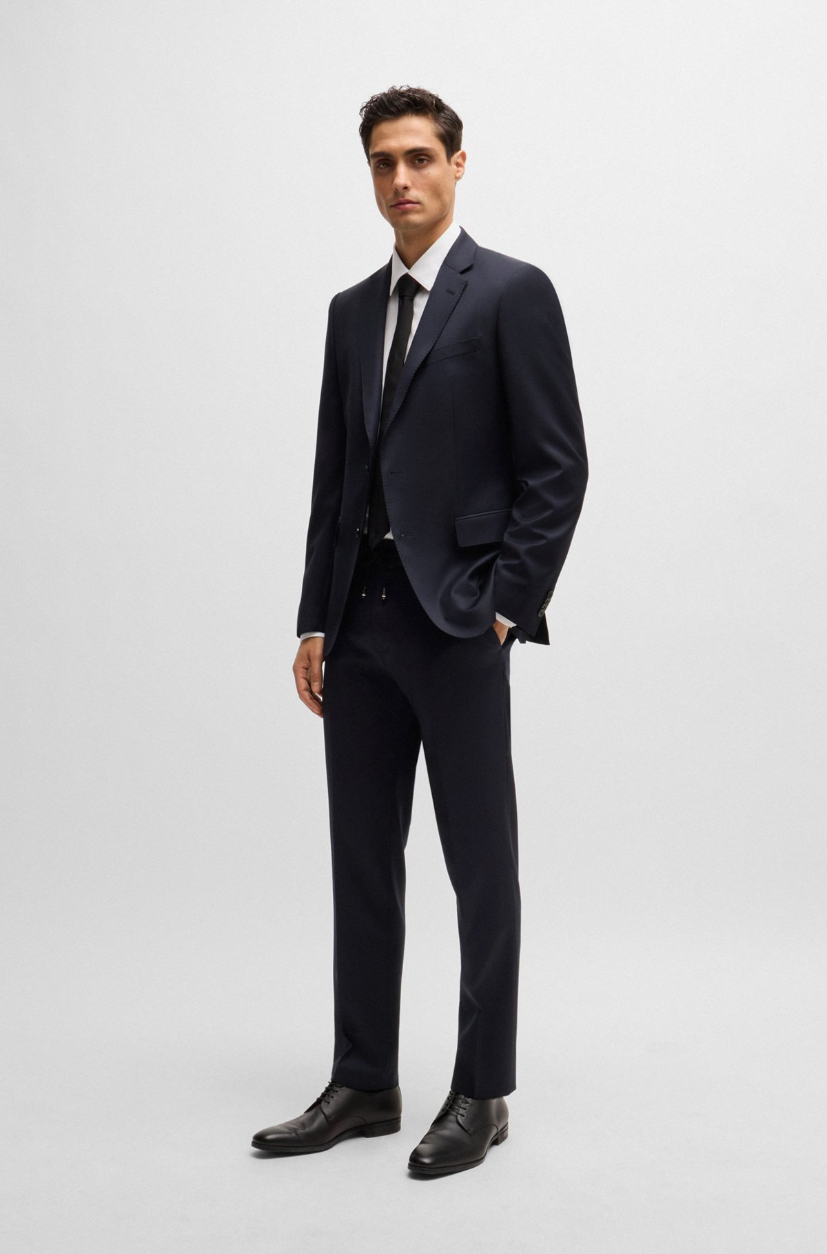 BOSS - スリムフィット スーツジャケット バージンウールサージ BOSS - スリムフィット スーツジャケット バージンウールサージ