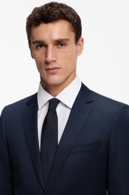 BOSS ONE Slim-fit colbert van scheerwollen serge, Donkerblauw