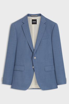 BOSS ONE Slim-fit colbert van scheerwollen serge, Lichtblauw