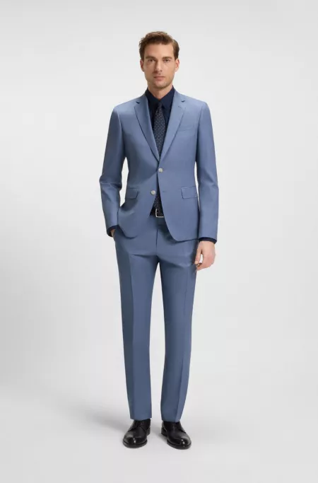 Slim-fit suit jacket in virgin-wool serge