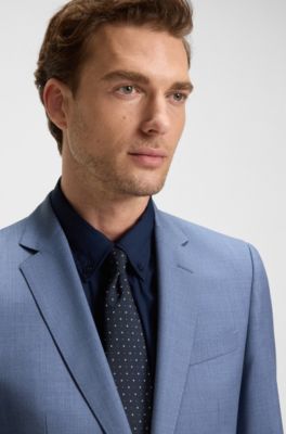 Slim-fit suit jacket in virgin-wool serge, Light Blue