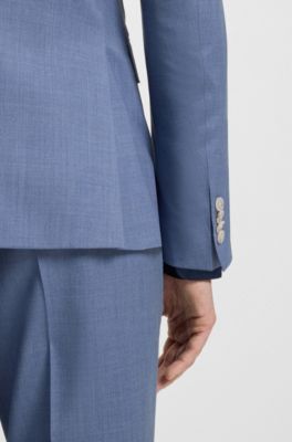 Slim-fit suit jacket in virgin-wool serge, Light Blue
