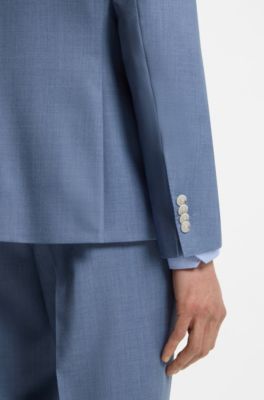 Giacca slim fit in serge di lana vergine, Celeste