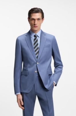 BOSS ONE Slim-fit suit jacket in virgin-wool serge, Light Blue