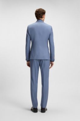 Slim-fit suit jacket in virgin-wool serge, Light Blue