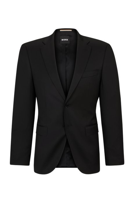 Regular-fit jacket in virgin-wool serge, Black