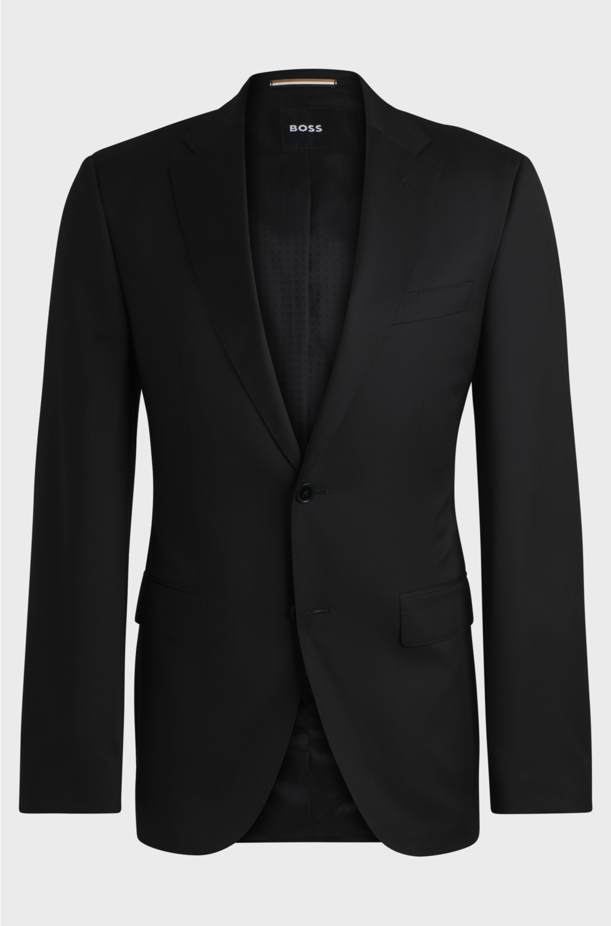 Regular-fit suit jacket in virgin-wool serge, Black
