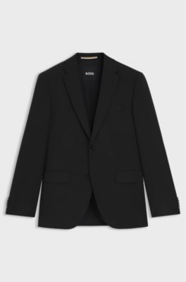 Regular-fit suit jacket in virgin-wool serge, Black