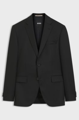 BOSS ONE Regular-fit colbert van scheerwollen sergestof, Zwart