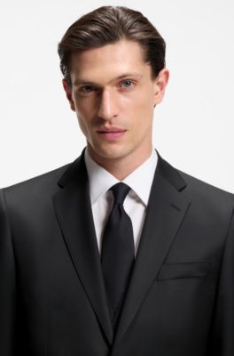 BOSS ONE - Regular-fit suit jacket in virgin-wool serge, Black