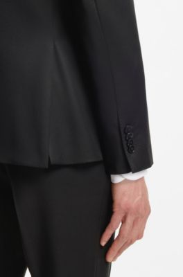 Regular-fit suit jacket in virgin-wool serge, Black