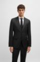 Regular-fit jacket in virgin-wool serge, Black