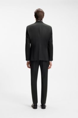 BOSS ONE Regular-fit suit jacket in virgin-wool serge, Black