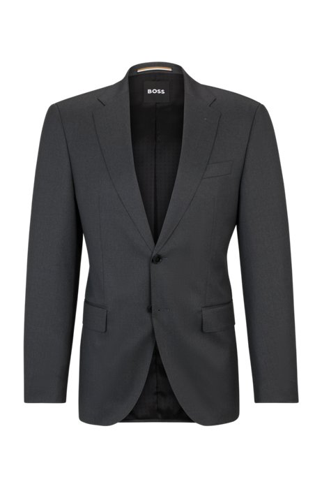 Regular-fit jacket in virgin-wool serge, Dark Grey