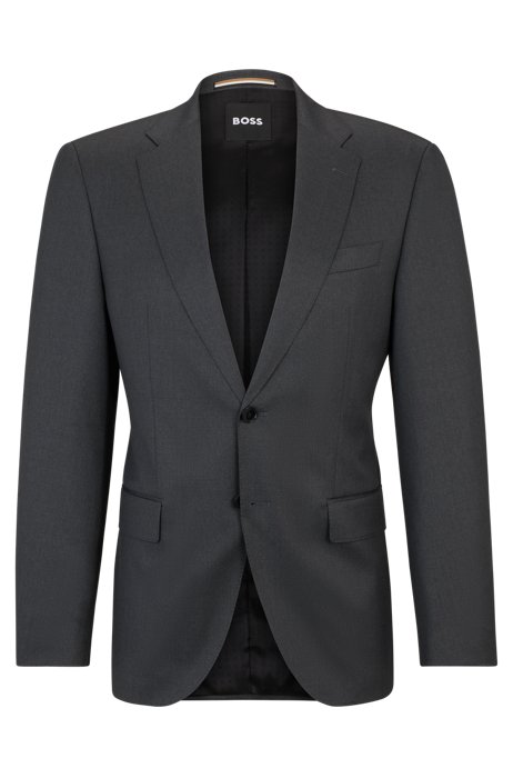 Regular-fit jacket in virgin-wool serge, Dark Grey