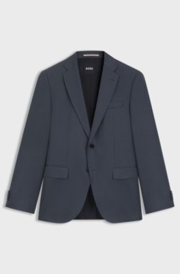 Regular-fit suit jacket in virgin-wool serge, Dark Grey