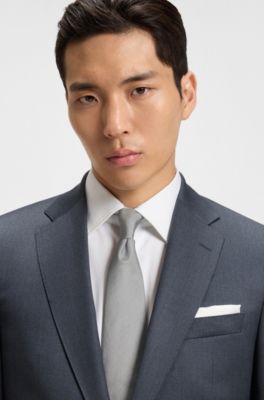 Regular-fit suit jacket in virgin-wool serge, Dark Grey