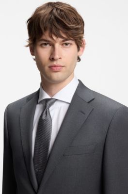 BOSS ONE Regular-fit suit jacket in virgin-wool serge, Dark Grey