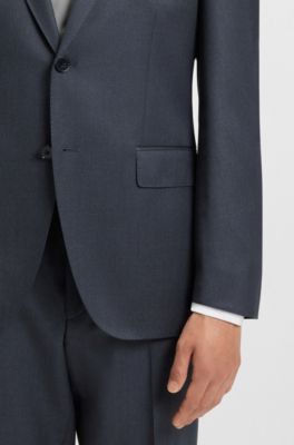 Regular-fit suit jacket in virgin-wool serge, Dark Grey