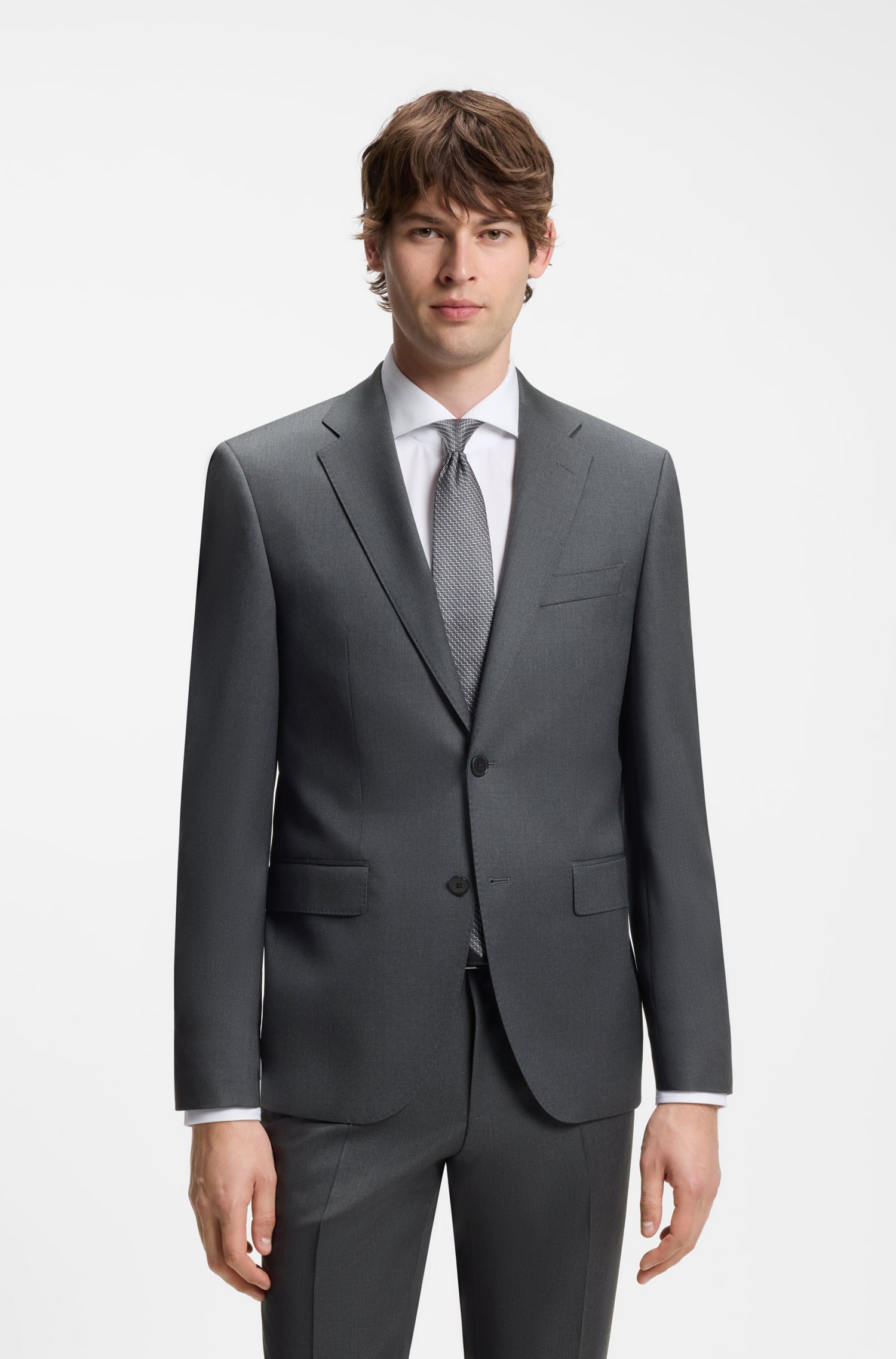 Boss ONE Regular-fit suit jacket in virgin-wool serge kavajer & blazers herr