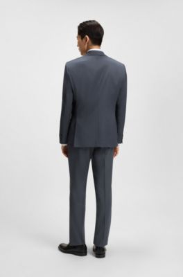 Regular-fit suit jacket in virgin-wool serge, Dark Grey