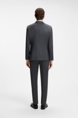 BOSS ONE Regular-fit suit jacket in virgin-wool serge, Dark Grey