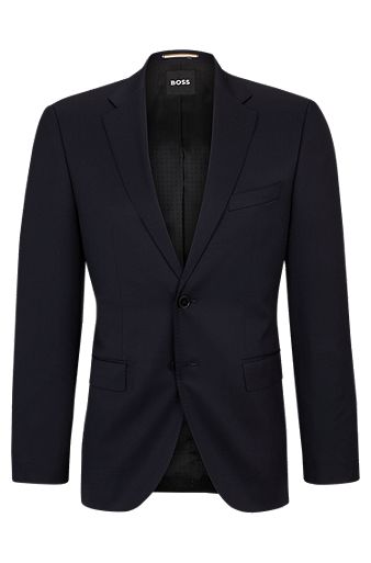 Regular-fit jacket in virgin-wool serge, Dark Blue