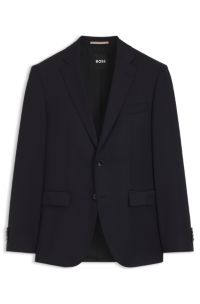 BOSS ONE Regular-fit suit jacket in virgin-wool serge, Dark Blue
