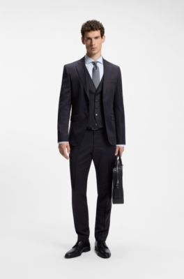 BOSS ONE Giacca regular fit in serge di lana vergine, Blu scuro